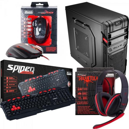 Kit Barebone Gamer Gabinete + Headset + Teclado + Mouse SPIDER TARANTULA FORTREK Kit Barebone Gamer Gabinete + Headset + Teclado + Mouse SPIDER TARANTULA FORTREK