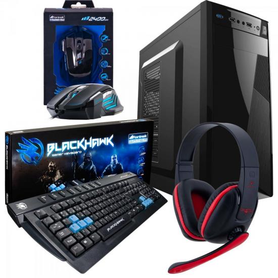 Kit Barebone Gamer Gabinete + Headset + Teclado + Mouse BLACK HAWK FORTREK Kit Barebone Gamer Gabinete + Headset + Teclado + Mouse BLACK HAWK FORTREK