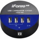 Carregador USB 4 Portas UCS-100 Preto/Azul EXBOM Carregador USB 4 Portas UCS-100 Preto/Azul EXBOM