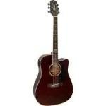Violão Eletroacústico Dreadnought Folk Cutaway Aço GF-1D CEQ Translucent Dark Wine GIANNINI