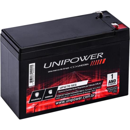 Bateria Selada UP1270SEG 12V/7A UNIPOWER Bateria Selada UP1270SEG 12V/7A UNIPOWER