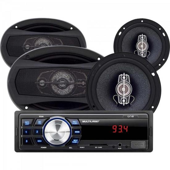 Kit Som Automotivo Radio MP3 + 2 Alto Falantes 6" + 2 Alto Falantes 6X9 AU955 Preto MULTILASER Kit Som Automotivo Radio MP3 + 2 Alto Falantes 6" + 2 Alto Falantes 6X9 AU955 Preto MULTILASER