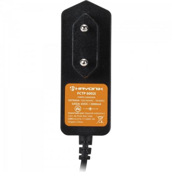 Fonte Chaveada 6v DC 2A P4 C+ FCTP6002I Preto HAYONIK Fonte Chaveada 6v DC 2A P4 C+ FCTP6002I Preto HAYONIK