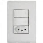 Interruptor Duplo 4x2 c/ 2 Teclas e 1 Tomada 2P+T Tablet Branco TRAMONTINA