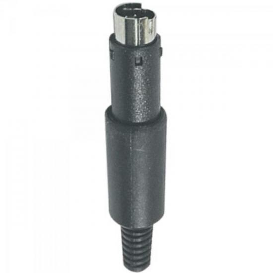 Plug Mini Din Macho 4 Pinos Preto 81413 GENÉRICO Plug Mini Din Macho 4 Pinos Preto 81413 GENÉRICO