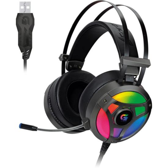 Headset Gamer RGB G Pro H1+ 7.1 Cinza FORTREK Headset Gamer RGB G Pro H1+ 7.1 Cinza FORTREK