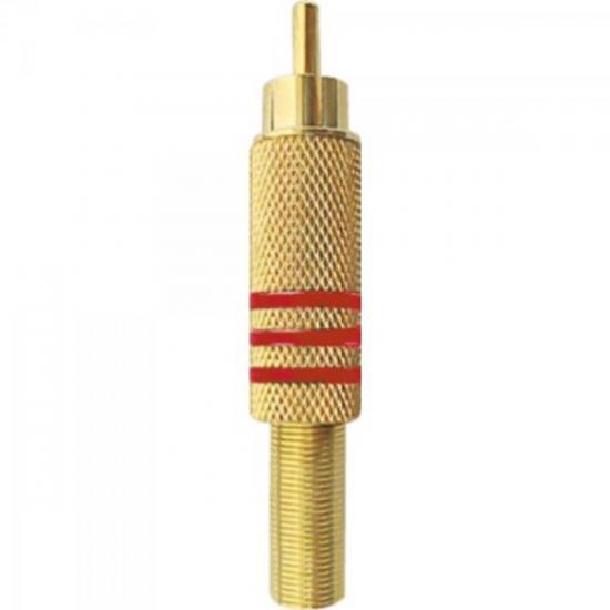 Plug RCA Macho 6/7mm Tarja Vermelha com Mola GENÉRICO Plug RCA Macho 6/7mm Tarja Vermelha com Mola GENÉRICO