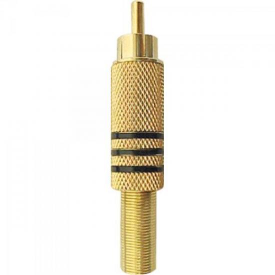Plug RCA Macho 6/7mm Tarja Preta com Mola FTG GENÉRICO Plug RCA Macho 6/7mm Tarja Preta com Mola FTG GENÉRICO